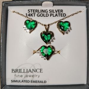 Emerald earrings, necklace, and ring set